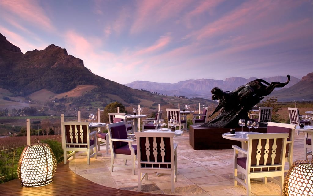 Pink and Blue Dusk at Delaire Graaff Restaurant