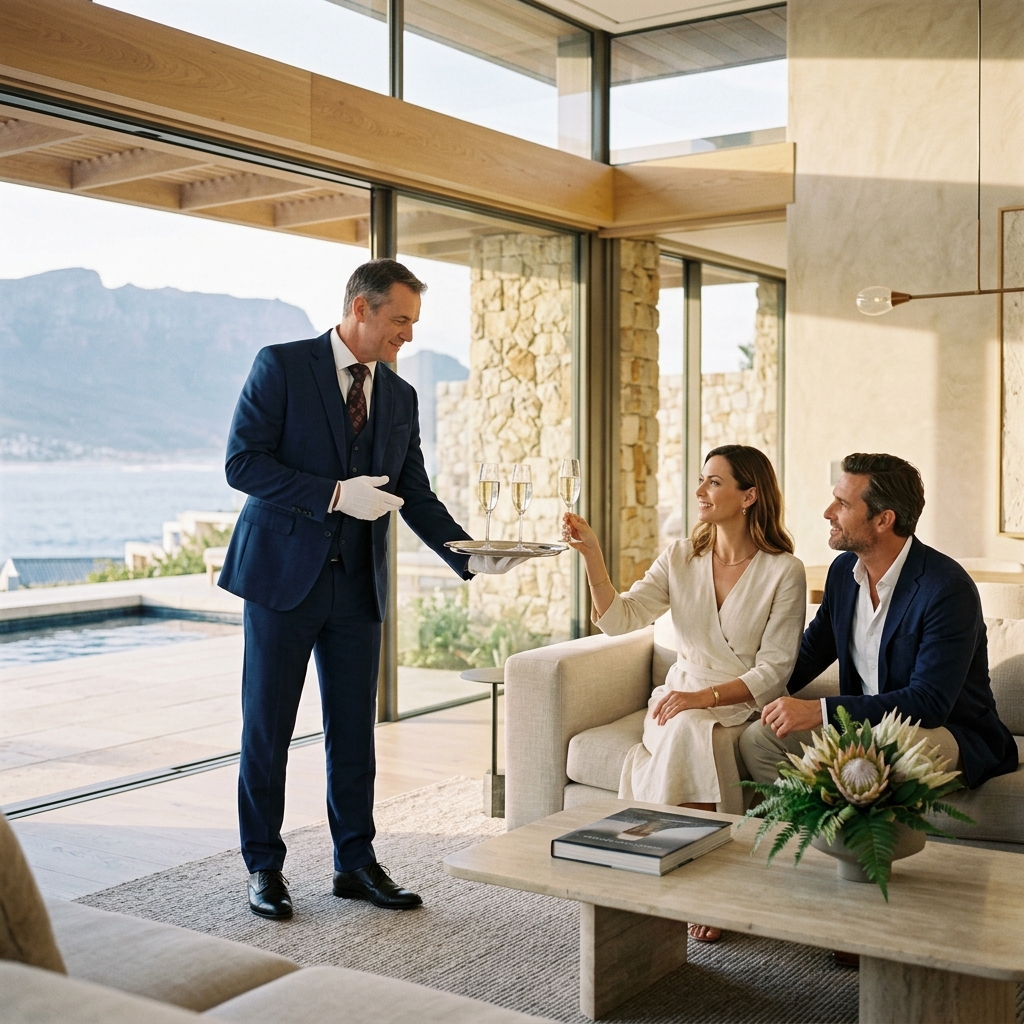 Butler attending to villa guests