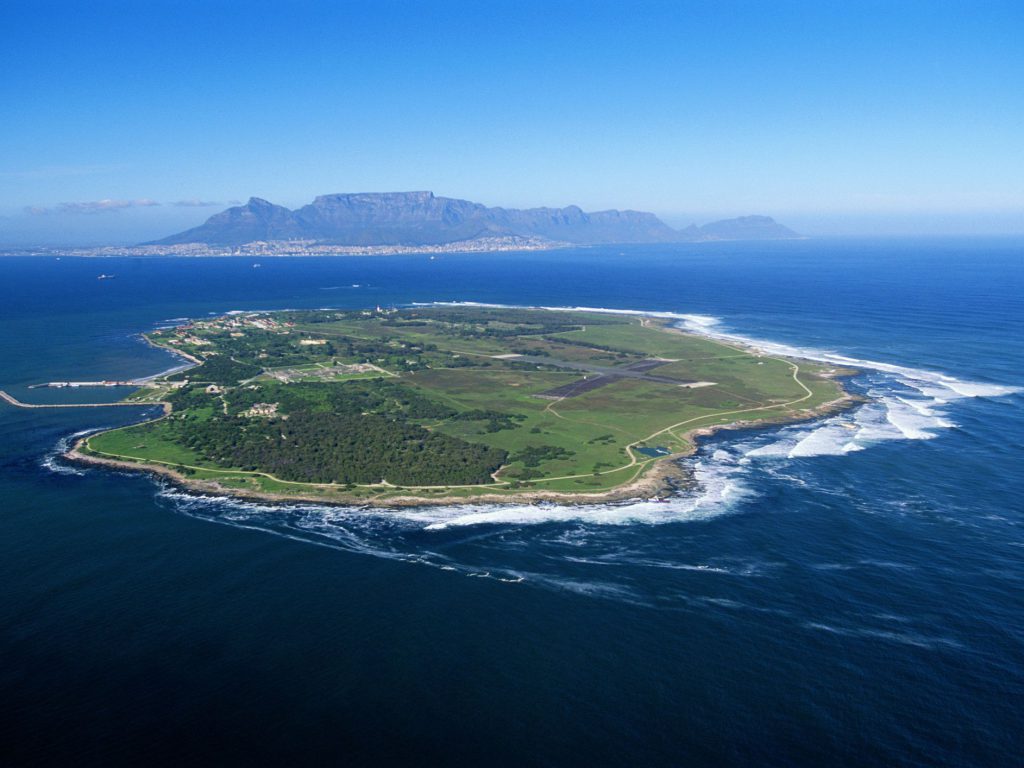 Arial Shot of Robben Island on a beautiful day